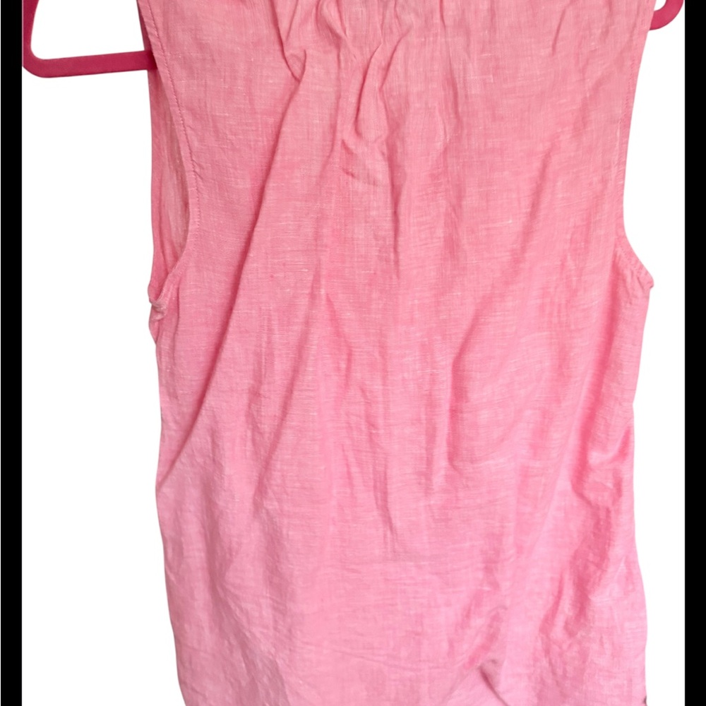 Vineyard Vines Pink Sleeveless V-Neck Linen-Blend Summer Tank - Picture 3 of 4